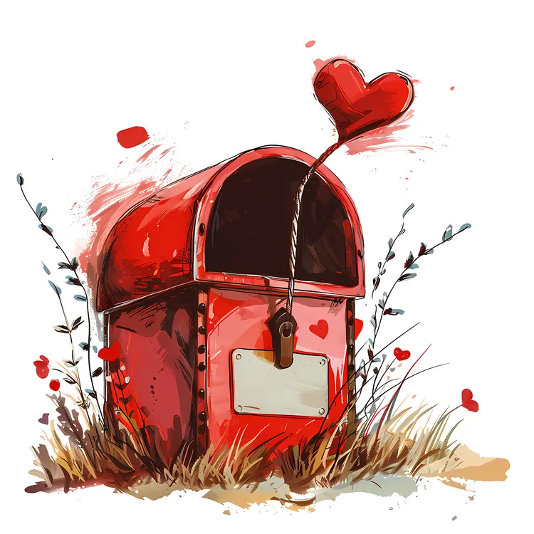 Red Mailbox with Heart in Nature for Valentine's Day