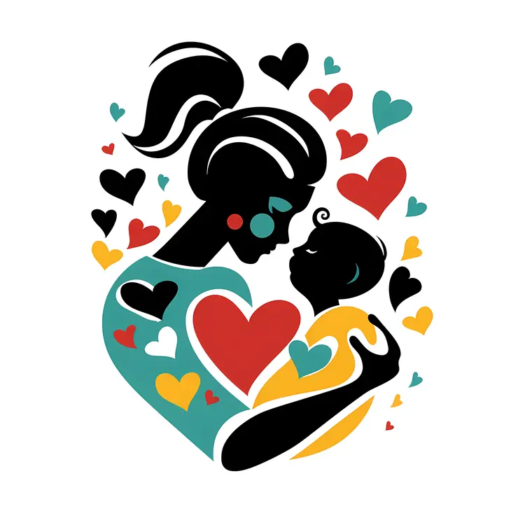 Mother Holding Baby with Hearts
