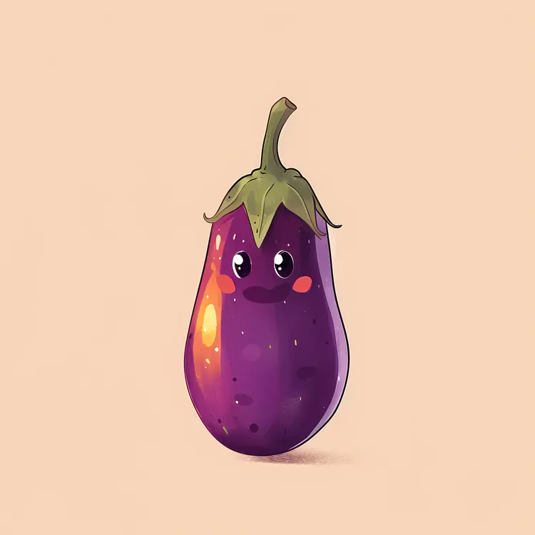 Adorable Purple Eggplant Drawing