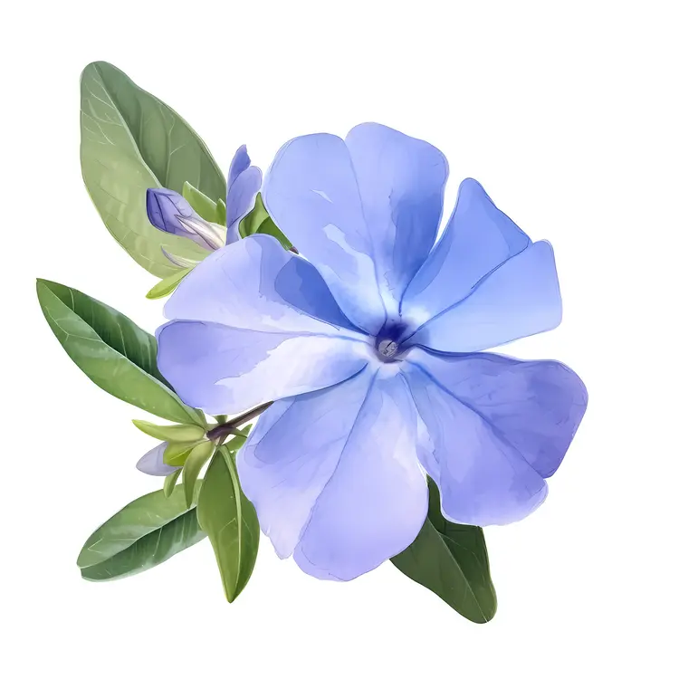 Blue Flower with Green Leaves
