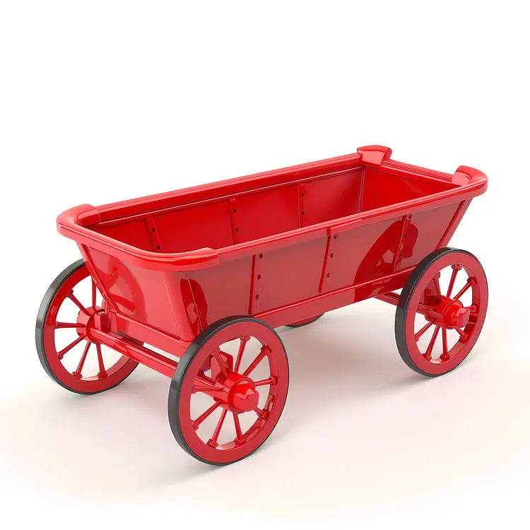 Red Wagon with Handle and Wheels
