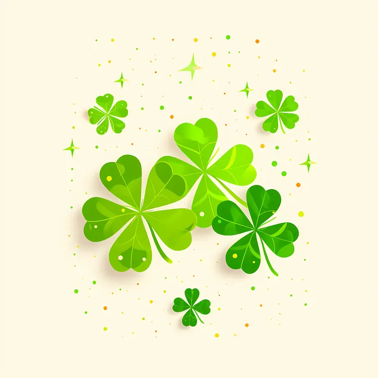 Cluster of Green Four-leaf Clovers