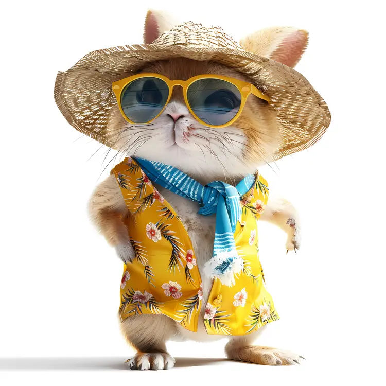 Adorable Cat in Summer Outfit