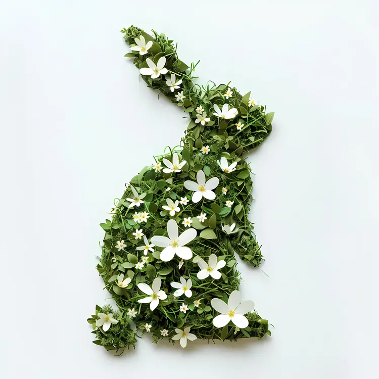 White Flower Rabbit Plant Art