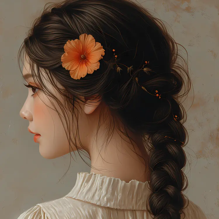 Elegant Girl with Floral Hair Accessories