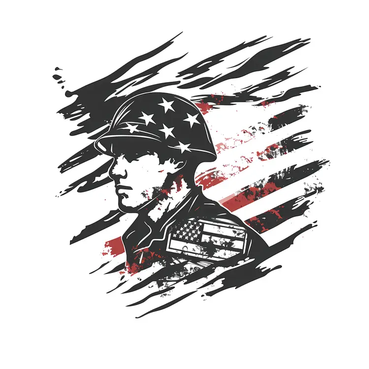Patriotic Soldier Illustration with American Flag