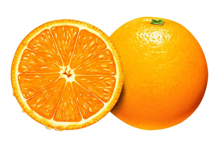 Whole and Sliced Orange