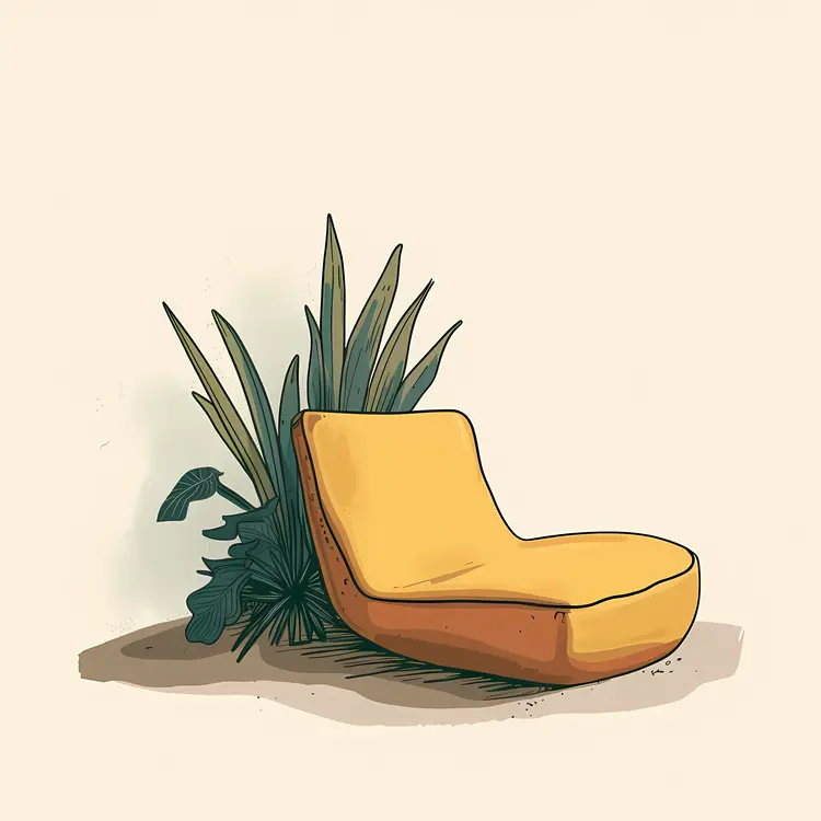 Yellow Lounge Chair with Green Plants