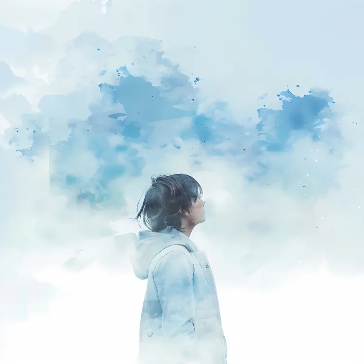 Child in Blue Jacket Looking Up