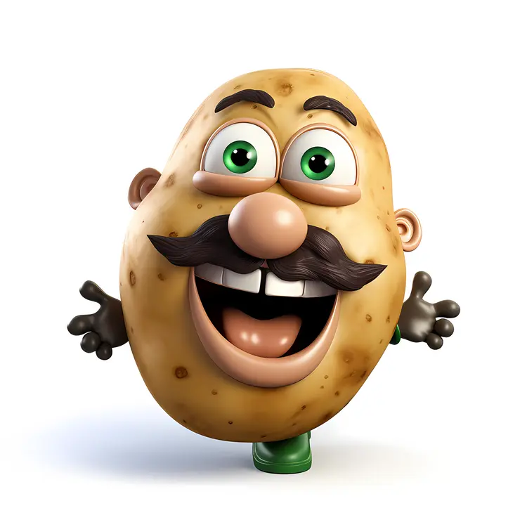 Cartoon Potato with Mustache for St. Patrick's Day