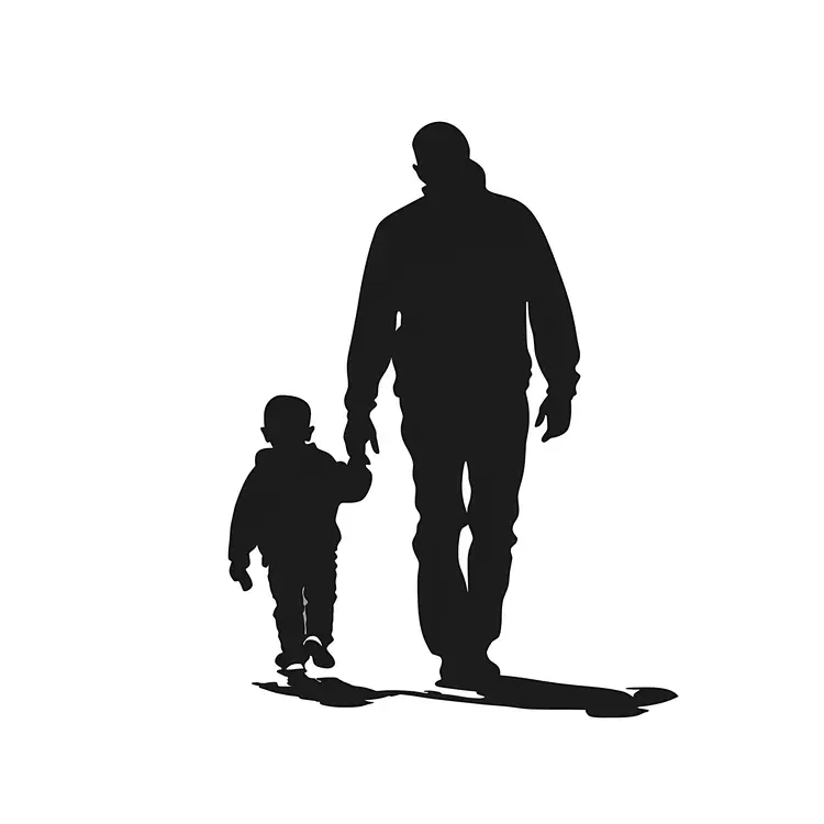 Father and Child Silhouette with Shadow