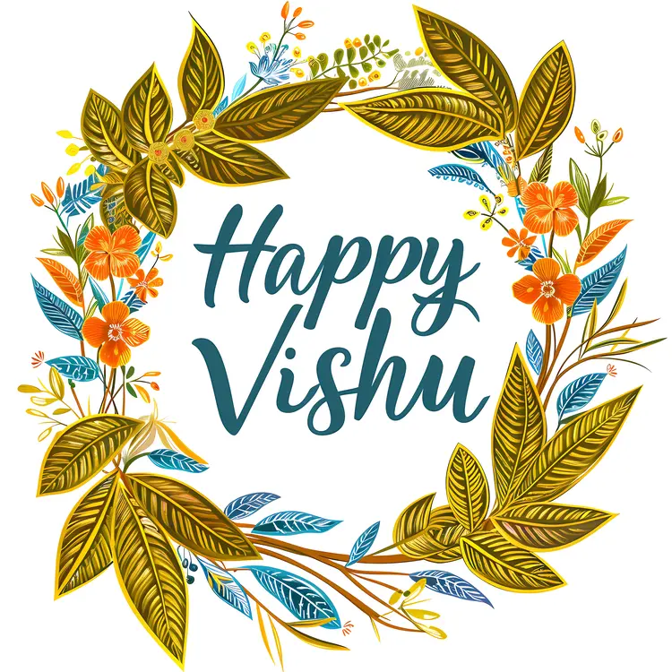 Happy Vishu with Floral Circle