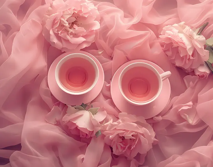 Pink Tea Cups with Roses