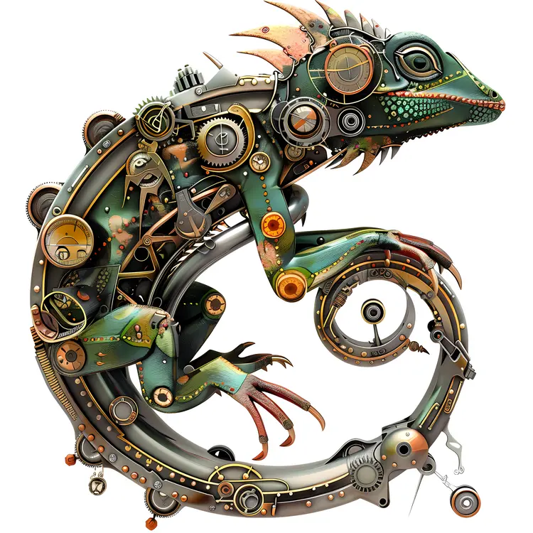 Steampunk Mechanical Chameleon