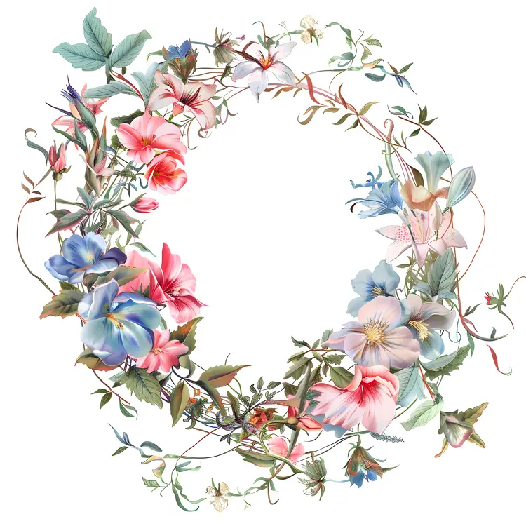 Floral Wreath with Colorful Flowers