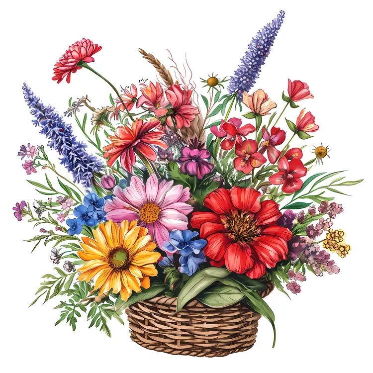 Basket of Colorful Flowers