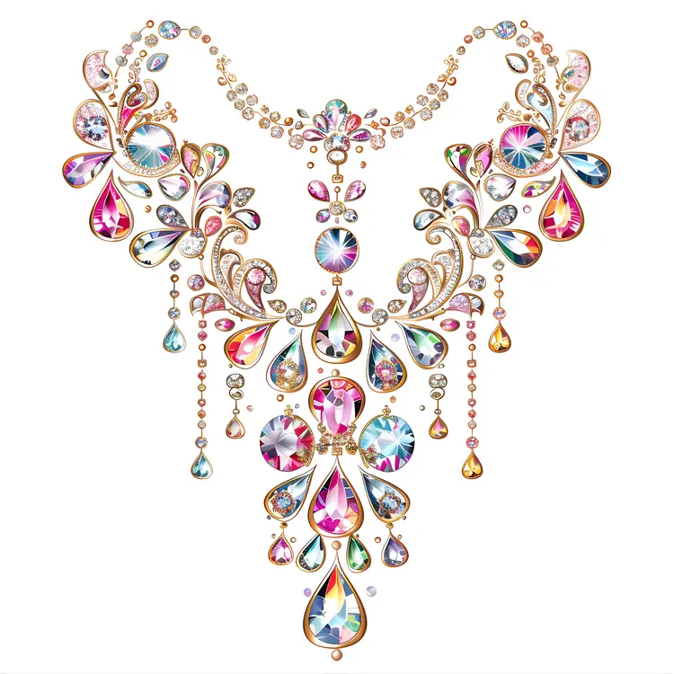 Intricate Necklace with Colorful Gems