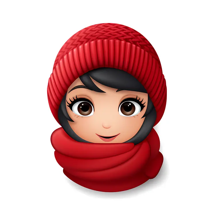 Girl in Red Hat and Scarf