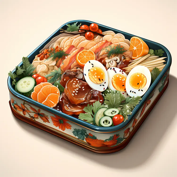 Bento Box with Eggs and Meat