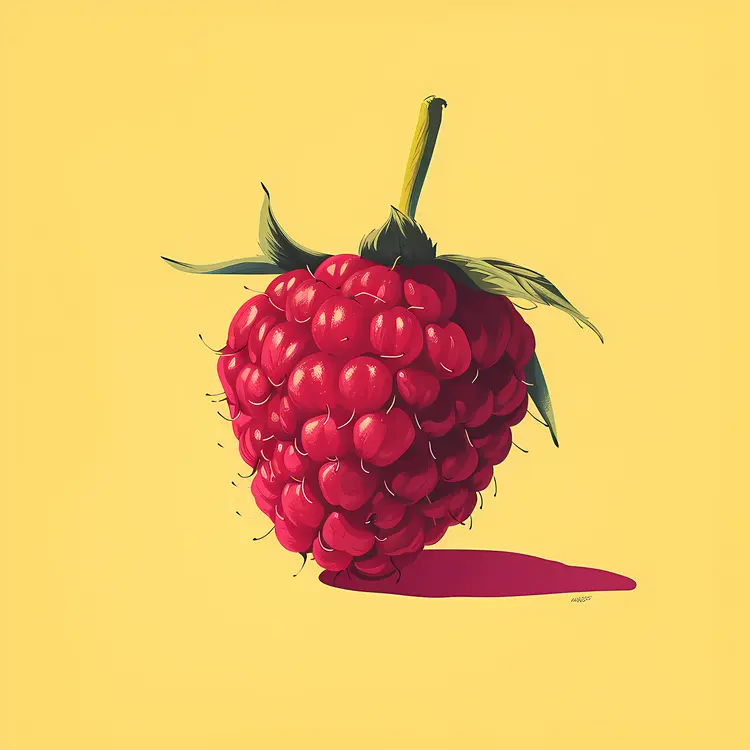 Raspberry Illustration on Yellow Background