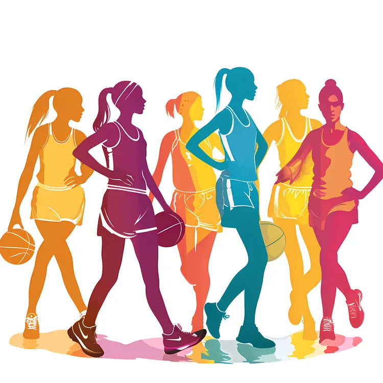 Colorful Silhouettes of Basketball Players