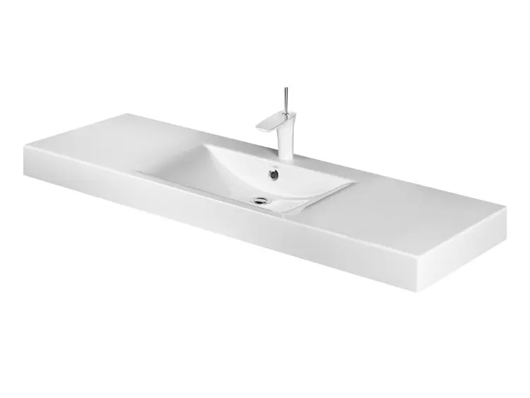 White Rectangular Sink with Faucet