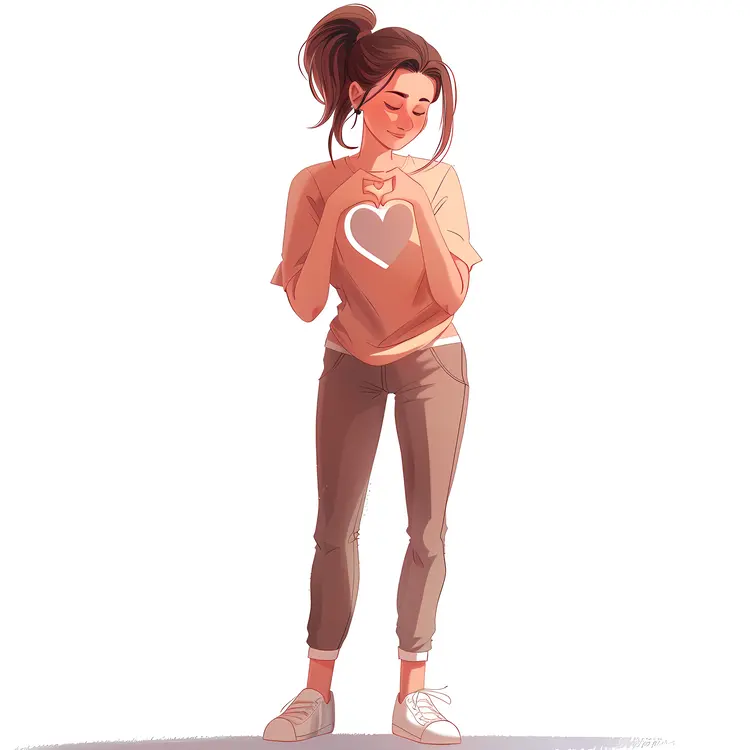 Animated Woman Making Heart Gesture