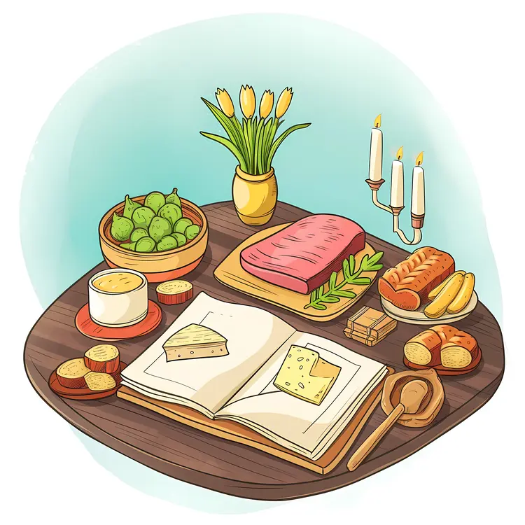 Dinner Table with Meat and Cheese