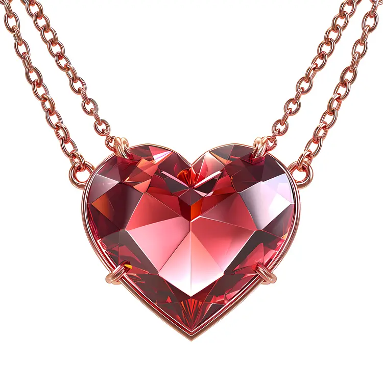 Elegant Red Heart Necklace with Double Chain