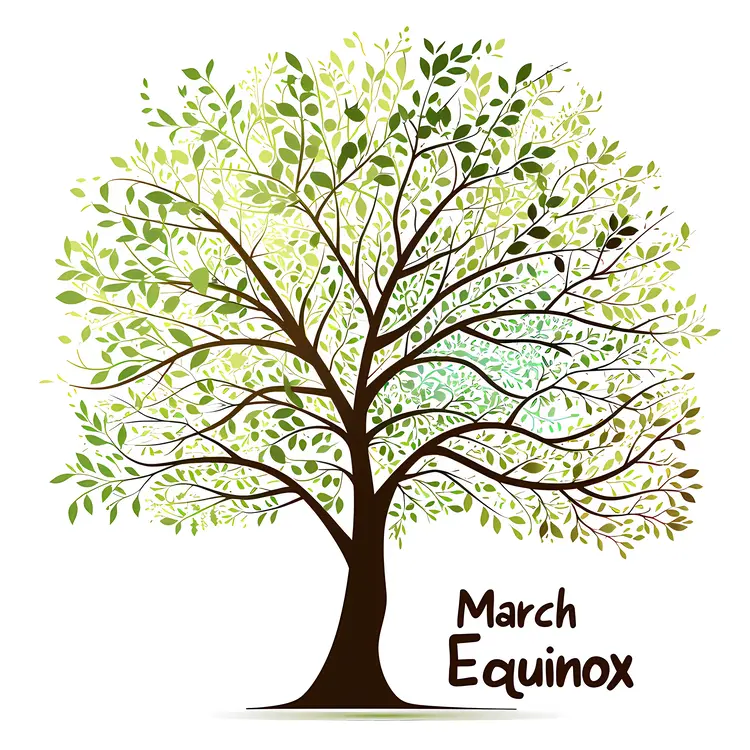March Equinox Tree with Green Leaves