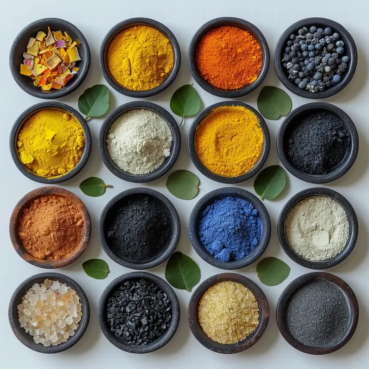 Assorted Colorful Powders in Bowls