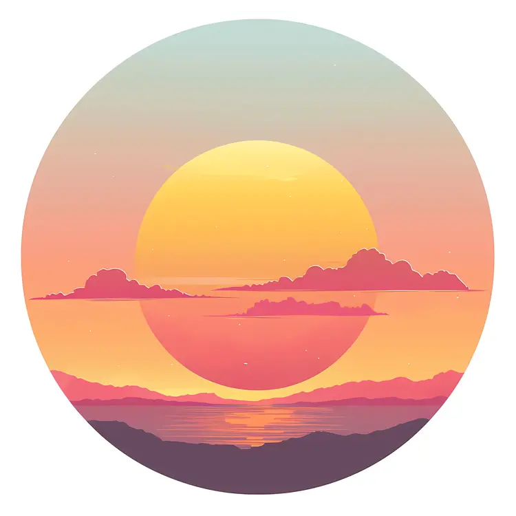 Pink Sunset with Clouds