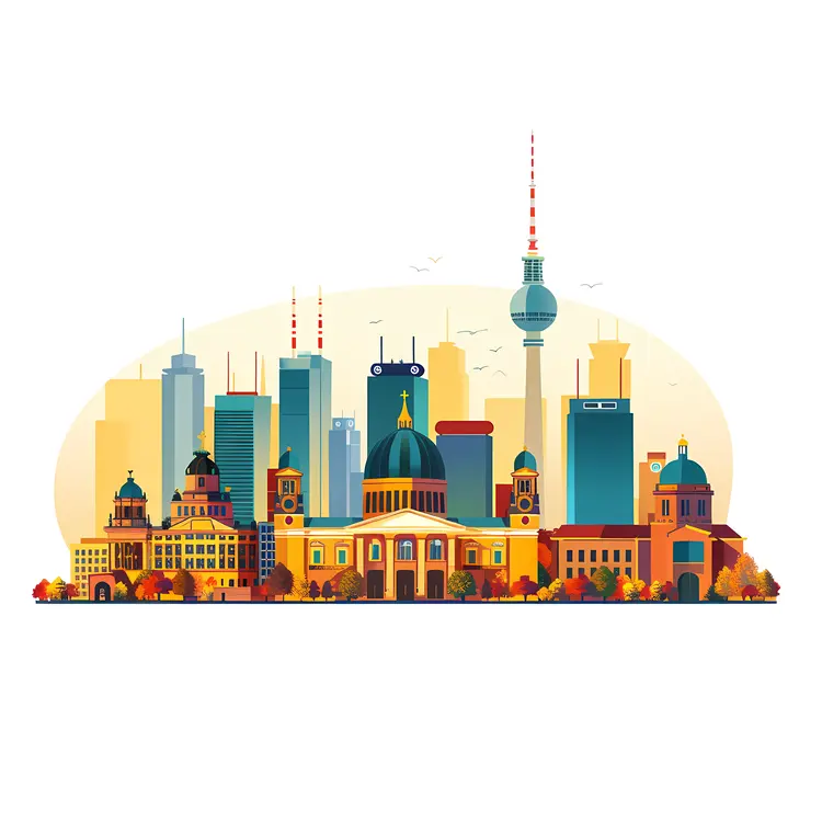 City Skyline with Iconic Tower