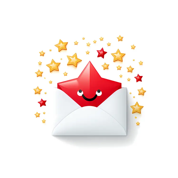 Smiling Red Star in White Envelope