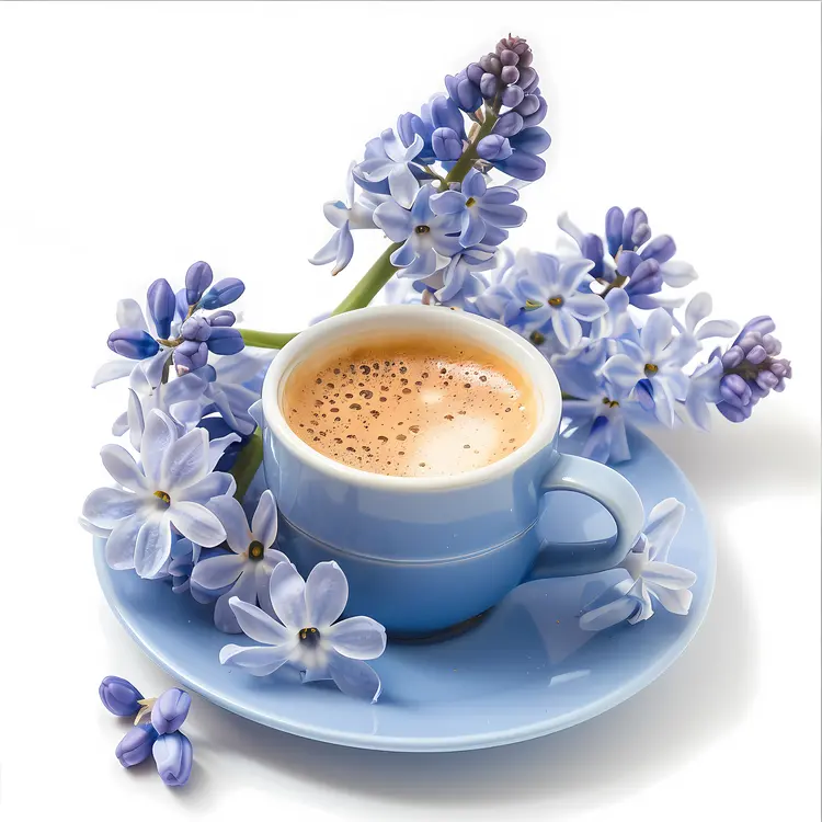 Espresso cup with hyacinth flowers