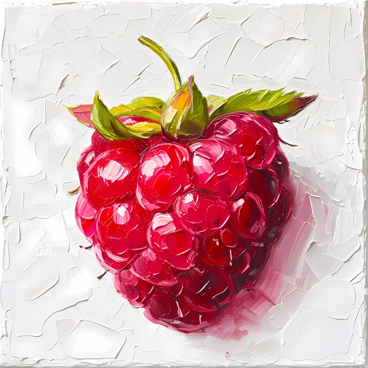 Raspberry Painting on White Background