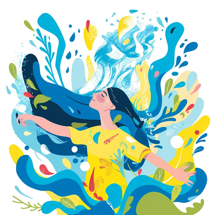 Woman with Flowing Hair in Nature