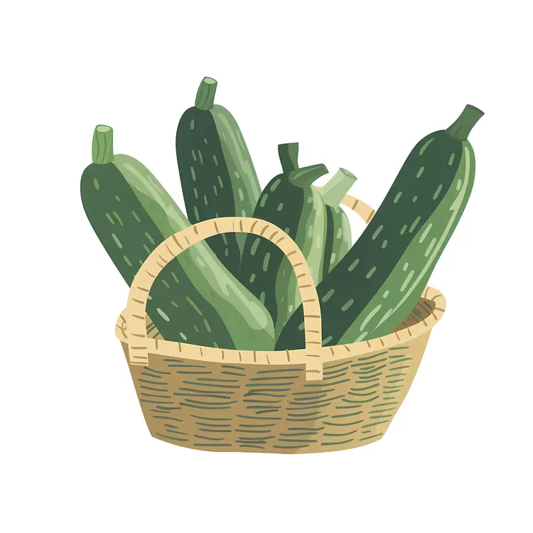 Basket of Fresh Green Zucchinis