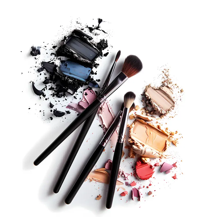 Makeup Brushes with Crushed Cosmetics