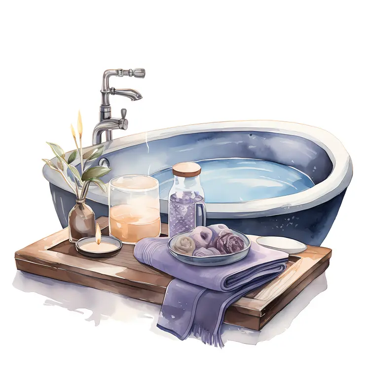 Bathtub with Spa Items and Candles