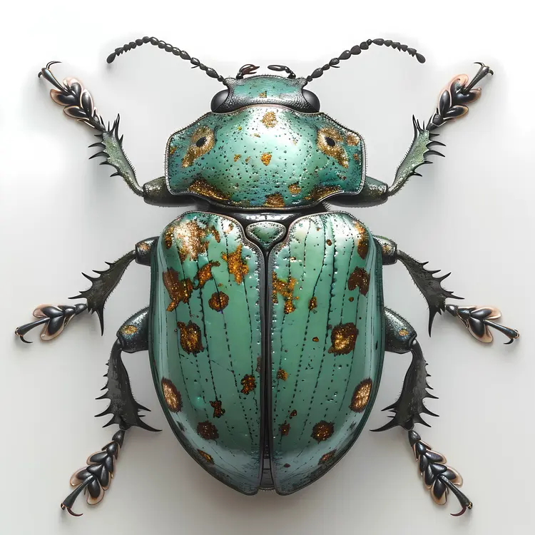 Green Beetle with Detailed Patterns