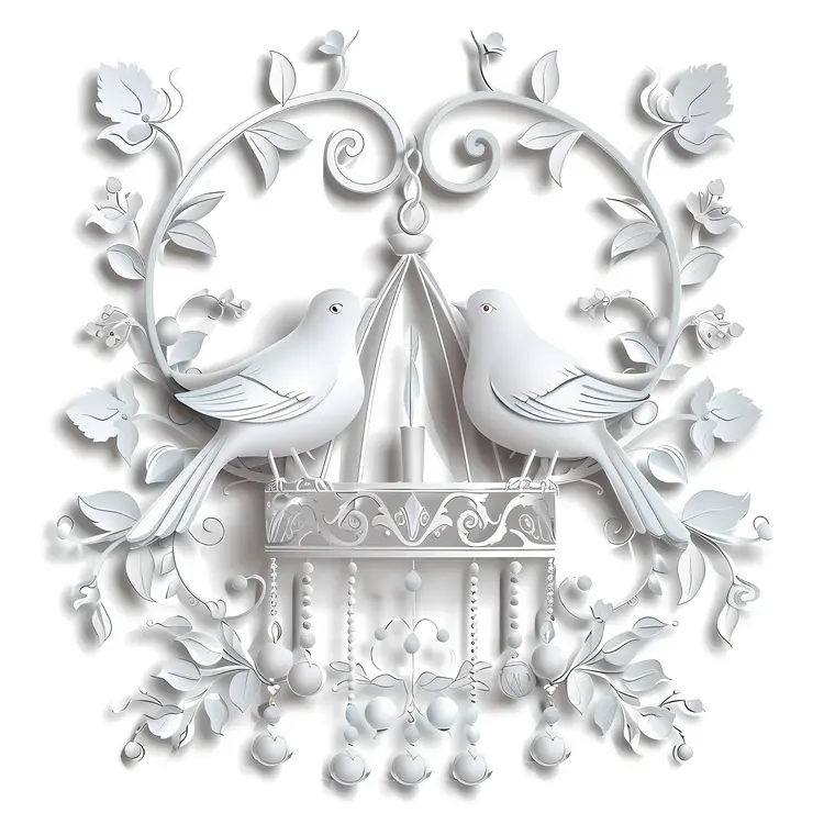 White Birds Decorative Art
