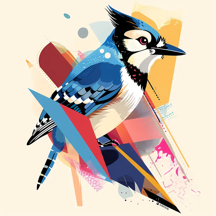 Colorful Abstract Blue Jay Illustration