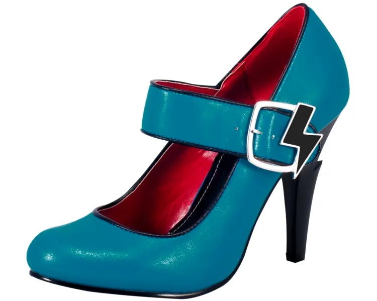 Single Blue High Heel with Buckle