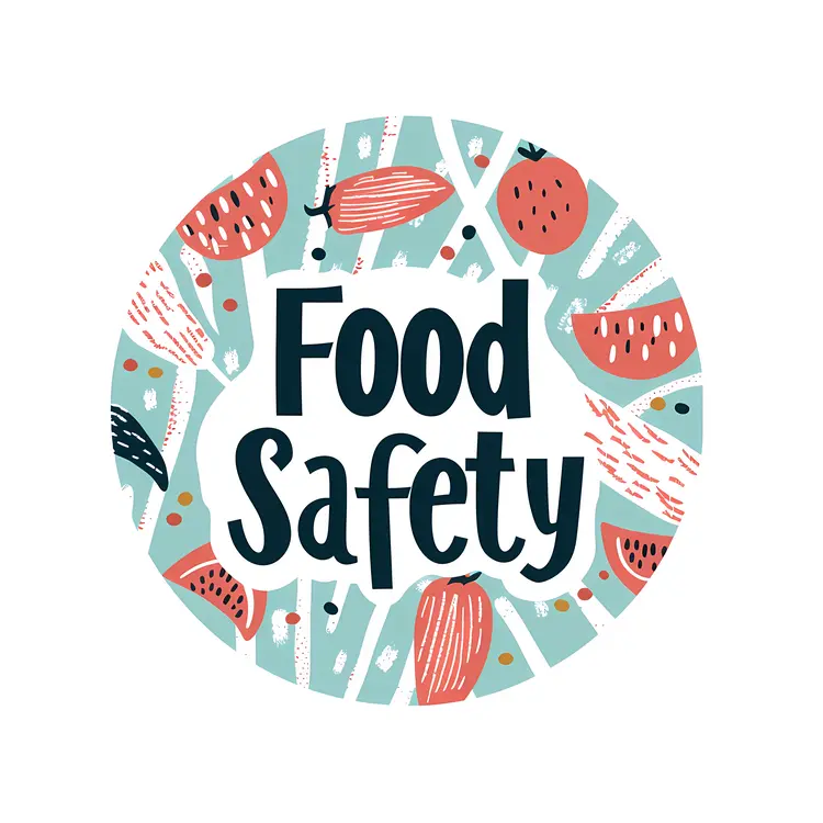 Food Safety Sign with Fruits and Vegetables
