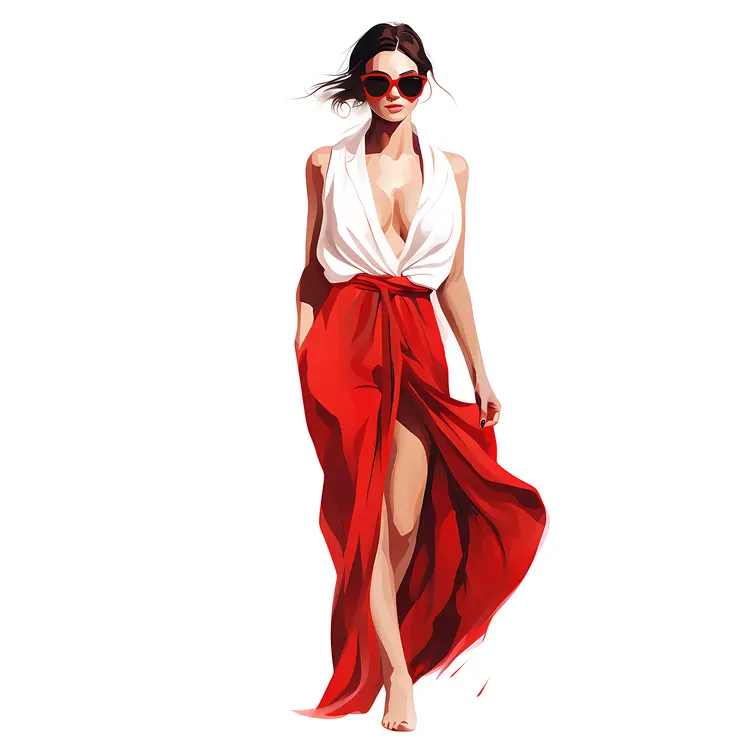 Elegant Woman in Red Dress