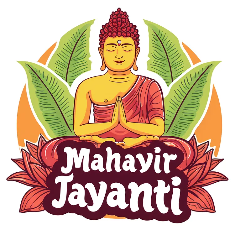 Red Buddha Statue with Leaves for Mahavir Jayanti