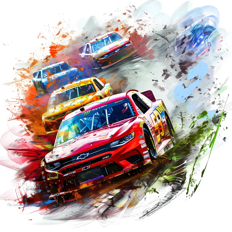Colorful Race Cars on Track