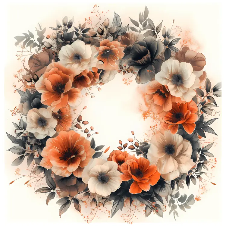 Soft Orange and White Floral Wreath