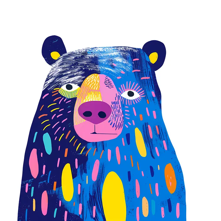 Colorful Cartoon Bear Illustration